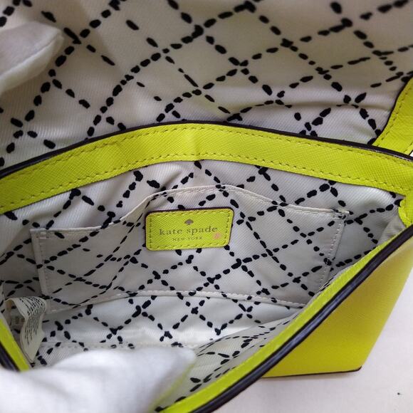 Kate Spade New York Highlighter Yellow Leather Turnlock Crossbody Bag - Picture 12 of 16
